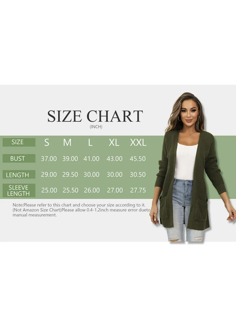 VERABENDI Women's Casual Cardigan Fall Sweaters Chunky Cable Open Front with Pockets Knit Jackets... | Walmart (US)