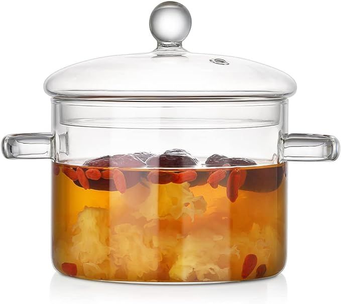 Glass Cooking Saucepan Stovetop Safe - ZDZDZ 1800ML/60Oz Microwave Glass Cooking Pot, Simmer Pot ... | Amazon (US)