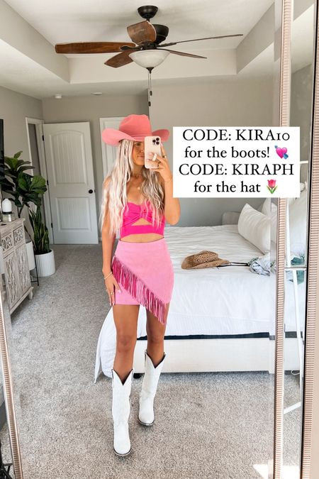 code: KIRA10 for the white cowgirl boots and code KIRAPH for the pink cowgirl hat (from prohats) what i’d wear to shania twain // morgan wallen concert outfit // pink fringe skirt // nashville outfit // bachelorette party // all pink outfit 

#LTKshoecrush #LTKstyletip #LTKSeasonal