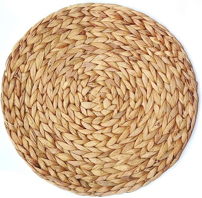 home·fsn Round Braided Placemats Set of 4, Water Hyacinth Weave Placemats Handmade 13.5 Inches T... | Amazon (US)