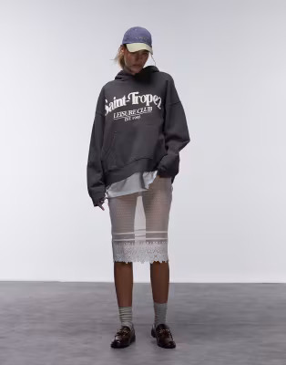 Topshop sheer lace 90s length skirt in cream | ASOS (Global)