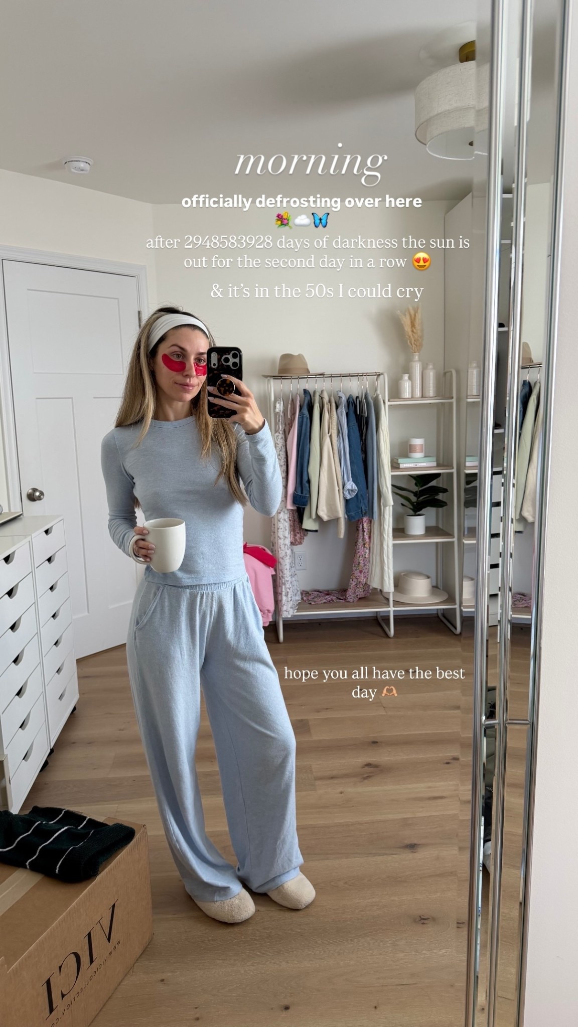 morning  hope you all have the best day 🫶🏼 & it’s in the 50s I could cry  after 2948583928 days of darkness the sun is out for the second day in a row 😍 officially defrosting over here 
💐☁️🦋