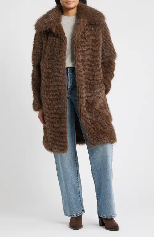 Bernardo Long Faux Fur Coat in Brown Mix at Nordstrom, Size X-Large | Nordstrom