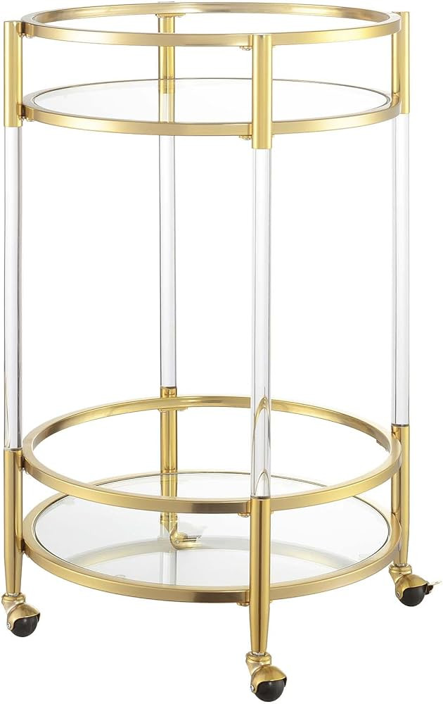 Convenience Concepts Royal Crest Acrylic Round Glass Bar Cart 22.25" - Modern 2 Tier Storage Bar ... | Amazon (US)