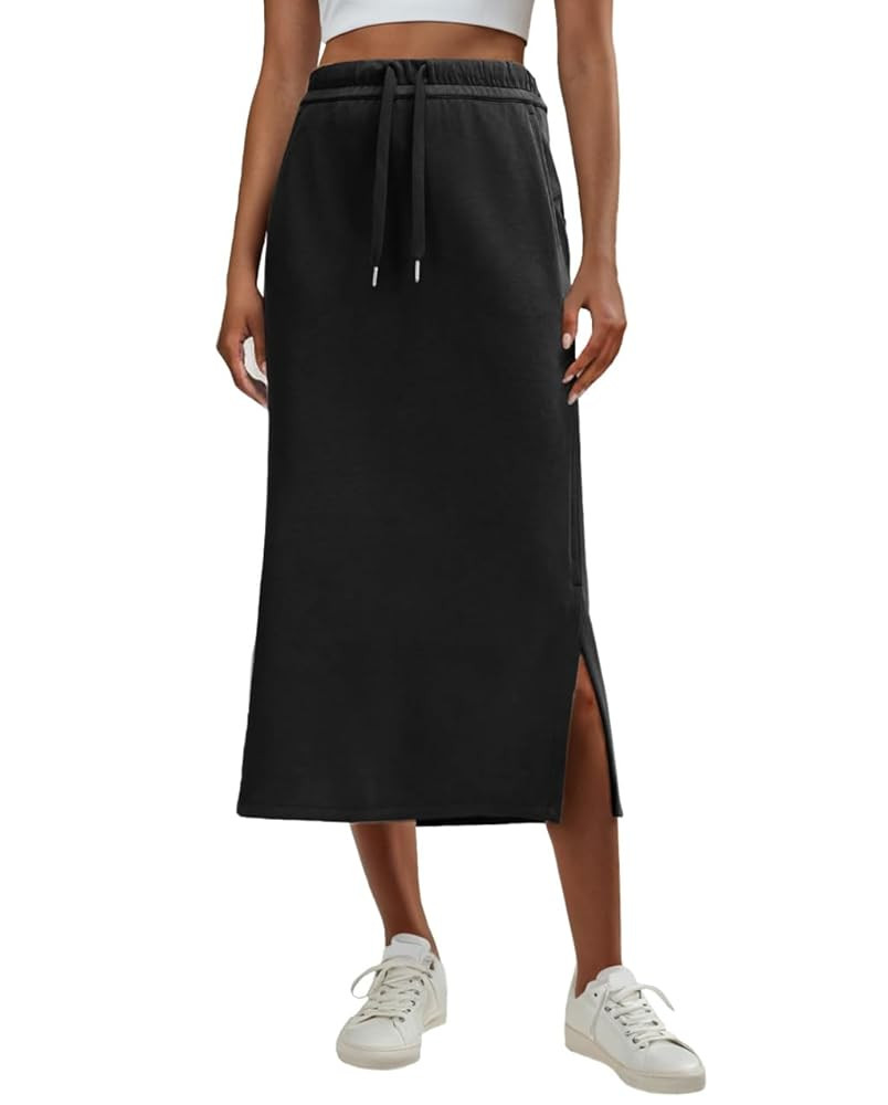 Amazon.com: Lepunuo Casual Sweat Skirts Womens High Waist Summer Drawstring Slit Skirts with Pock... | Amazon (US)