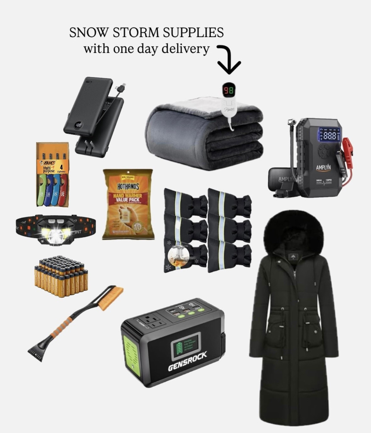 Winter storm supplies! Most of this stuff has next day delivery from Amazon! 
