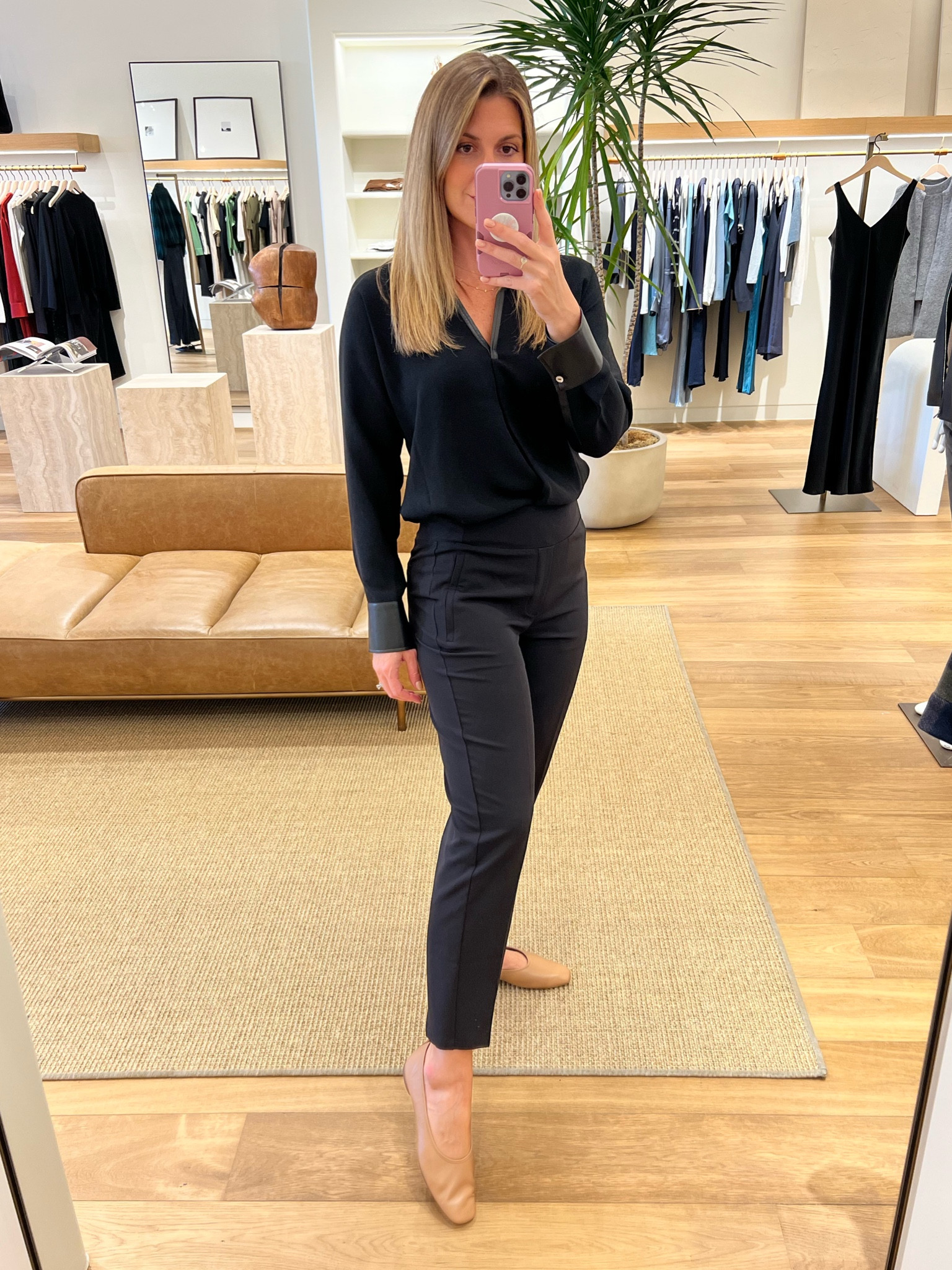 The leather trim on this blouse is 🙌🏼 Perfect for work or weekend. Also comes in ivory. Runs large. Wearing size small (and it’s an oversized fit.)

My favorite trouser (which pulls on) is available in plus, petite and tall and comes in a variety of colors. Runs TTS. Wearing a size 6.

The ballet flats will have you feeling like you’re walking on clouds. Available in 3 colors. If in between sizes size down. 

#LTKWorkwear #LTKOver40 #LTKShoeCrush
