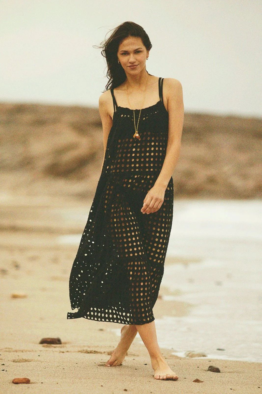 The Clara Maxi Eyelet Dress in Blackout | Solid & Striped