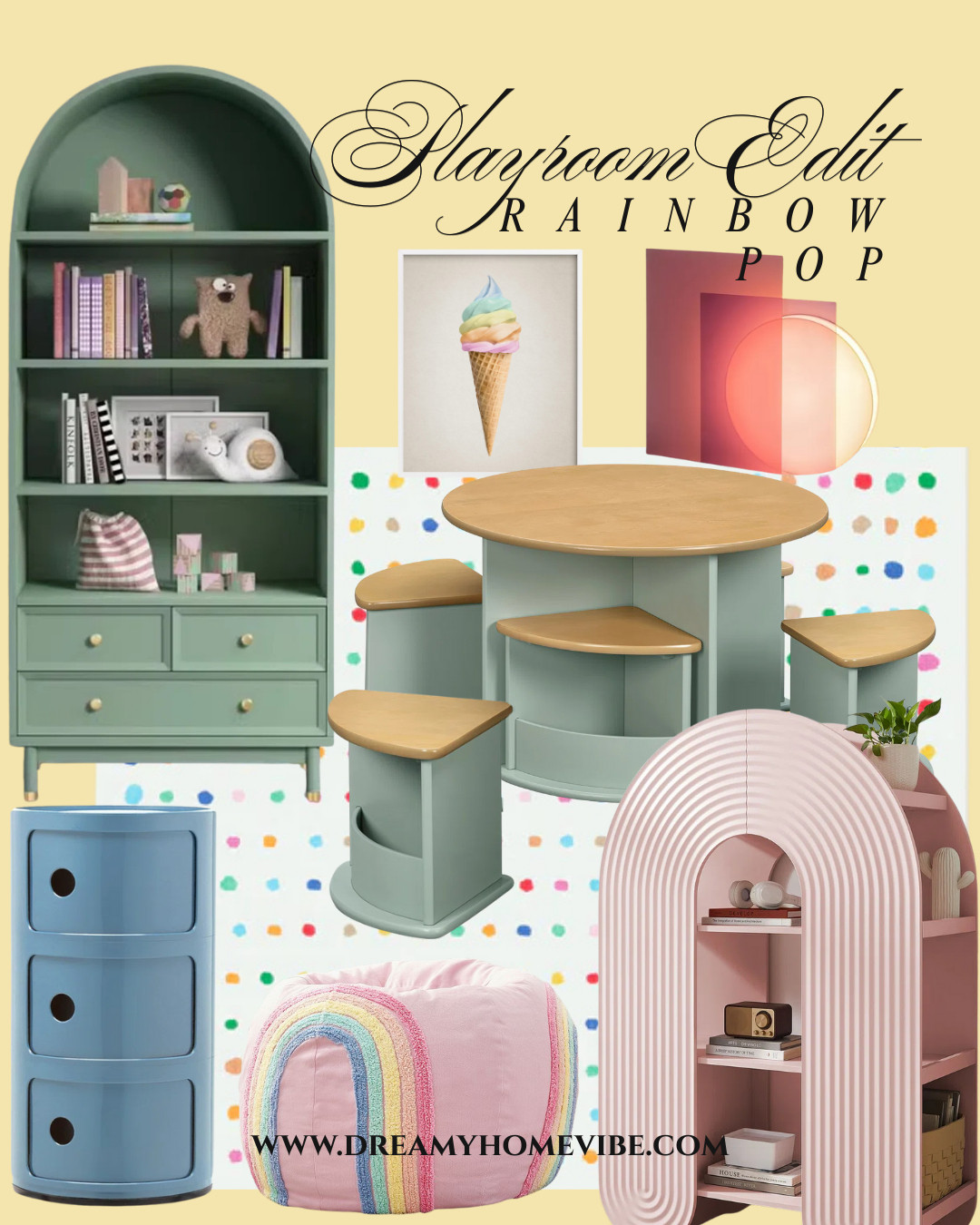 A playroom designed to spark imagination while staying beautifully composed. Rainbow Pop layers color, curve, and comfort into one cohesive edit.
#PlayroomDecor #RainbowPlayroom #CreativeKids #ShopTheLook #HomeDecor 

 #LTKHome