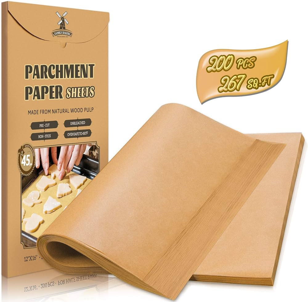 200 Pcs Unbleached Parchment Paper Baking Sheets, 12 x 16 Inch, Precut Non-Stick Parchment Sheets... | Amazon (US)