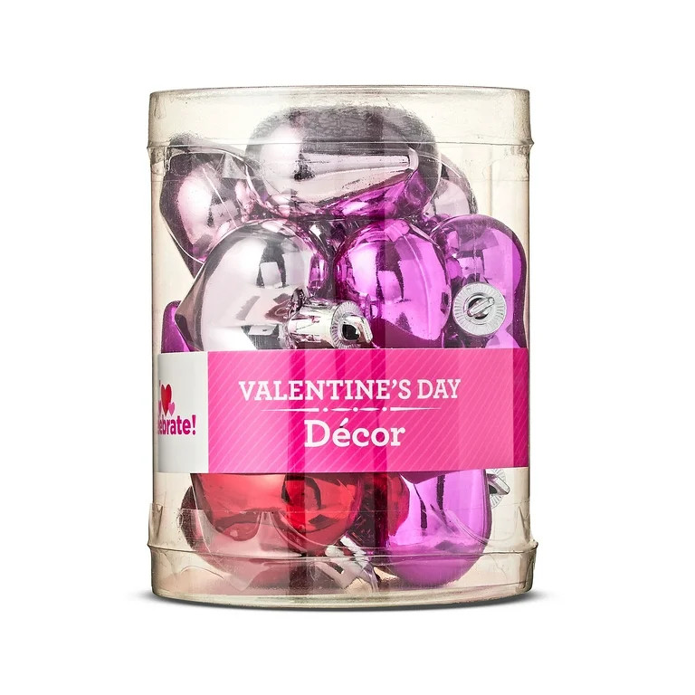 Valentine's Day Pink, Hot Pink & Red Ornaments, 12 Count, by Way To Celebrate | Walmart (US)