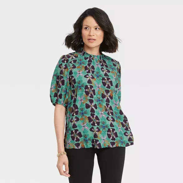 Women's Short Sleeve High Neck Blouse - Knox Rose™ | Target