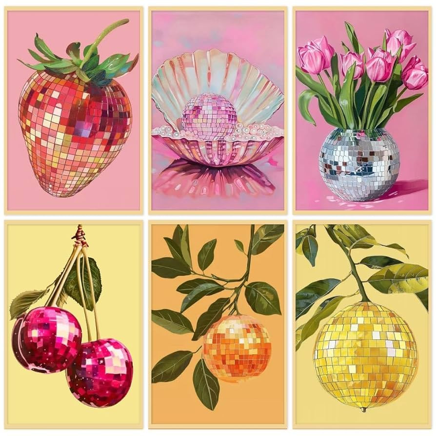 6P Disco Ball Paint by Numbers Kit for Adults, DIY Fruit Adult's Paint by Numbers on Canvas, Easy... | Amazon (US)