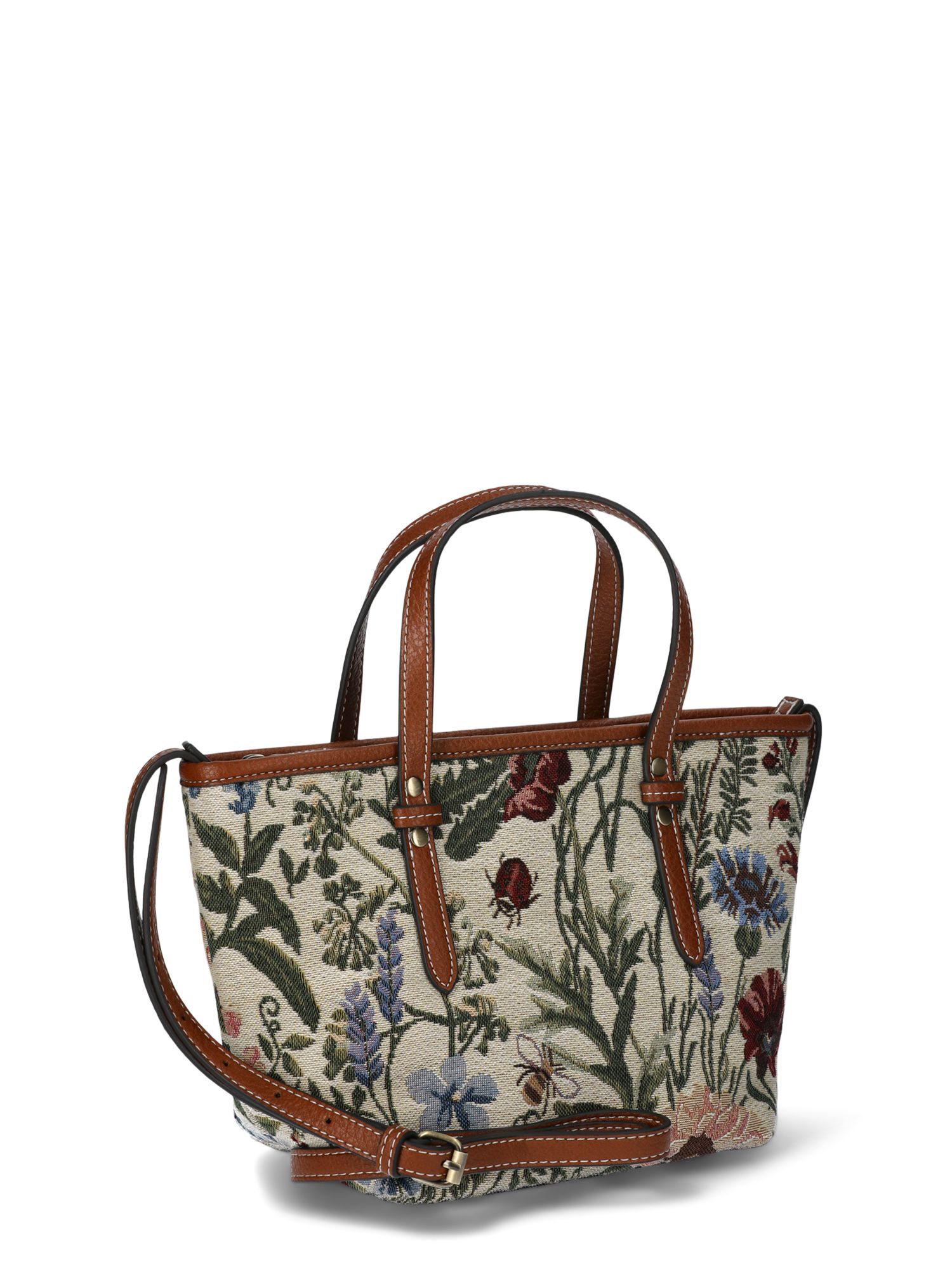 Time and Tru Women's Floral Vine Mini Tote Crossbody, Brown - Walmart.com | Walmart (US)