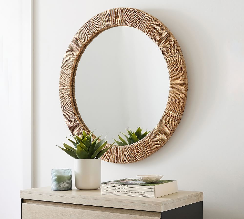 Malibu Handwoven Seagrass 40" Round Wall Mirror | Pottery Barn (US)