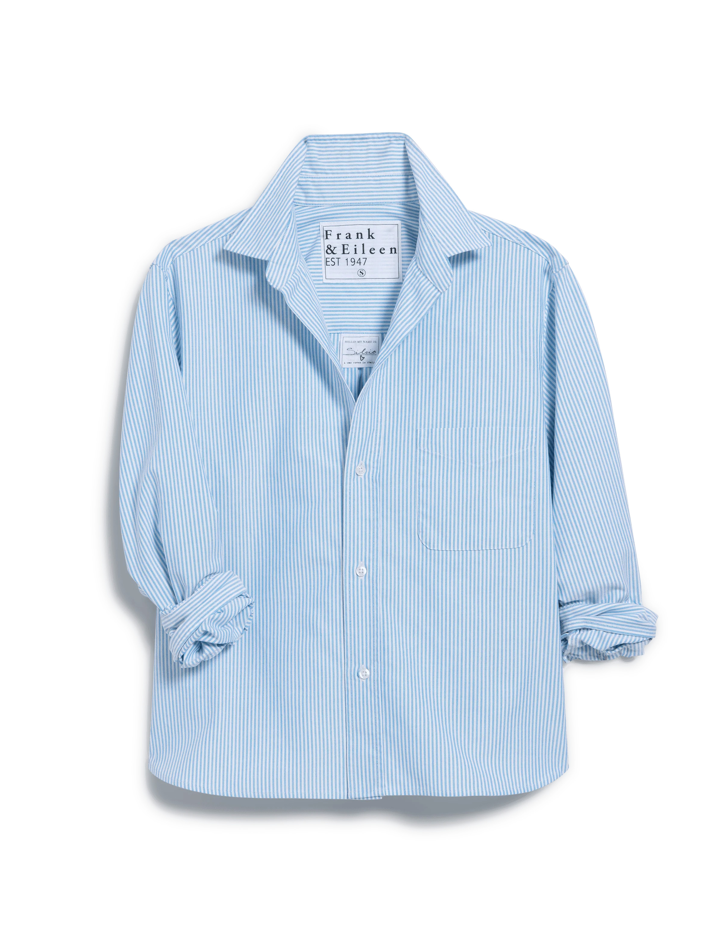 SILVIO Sky Blue Stripe, Italian Brushed Oxford | Frank & Eileen