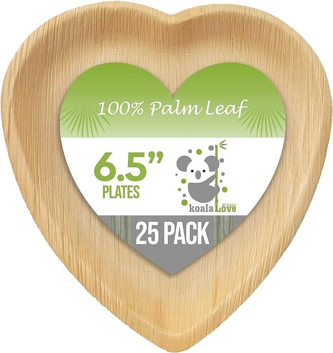Koala love Palm Leaf Heart Shaped Bowls 6.5'' Bamboo Disposable Heart Dessert Plates Compostable ... | Amazon (US)