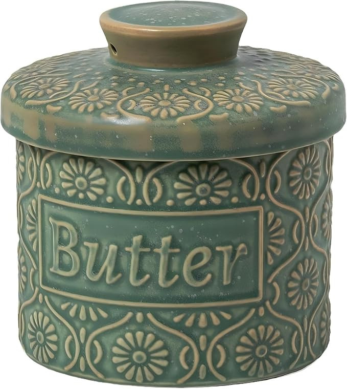Ceramic Butter Crock with Lid, French Butter Dish with Water Line for Countertop, Butter Keeper f... | Amazon (US)