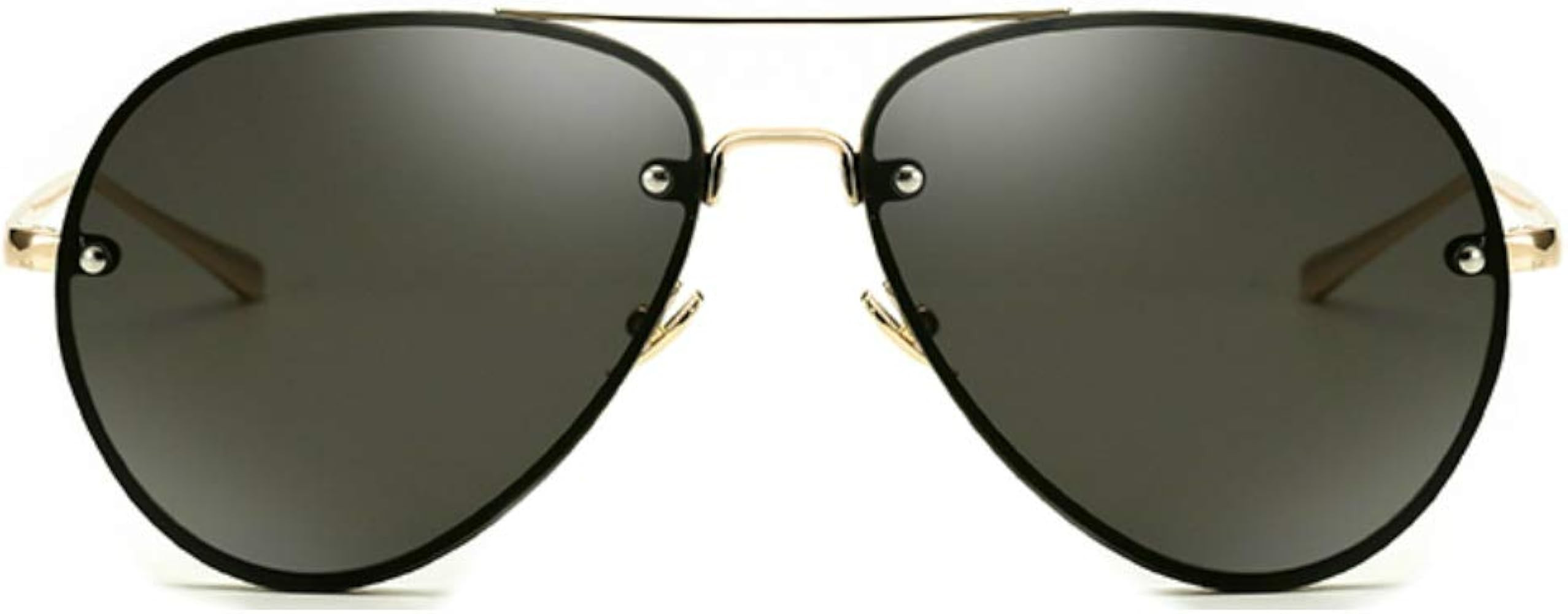 Classic Double Bridge Metal Aviator Sunglasses Retro UV400 Semi-rimless Glasses | Amazon (US)