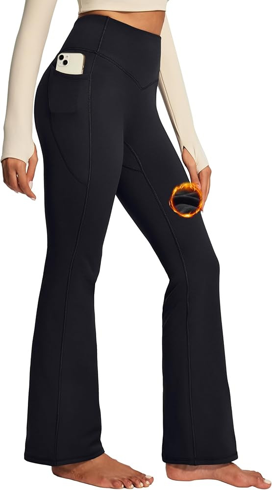IUGA Fleece Lined Pants Women Thermal Flare Leggings Winter Warm Bootcut Workout Yoga Pants Women... | Amazon (US)