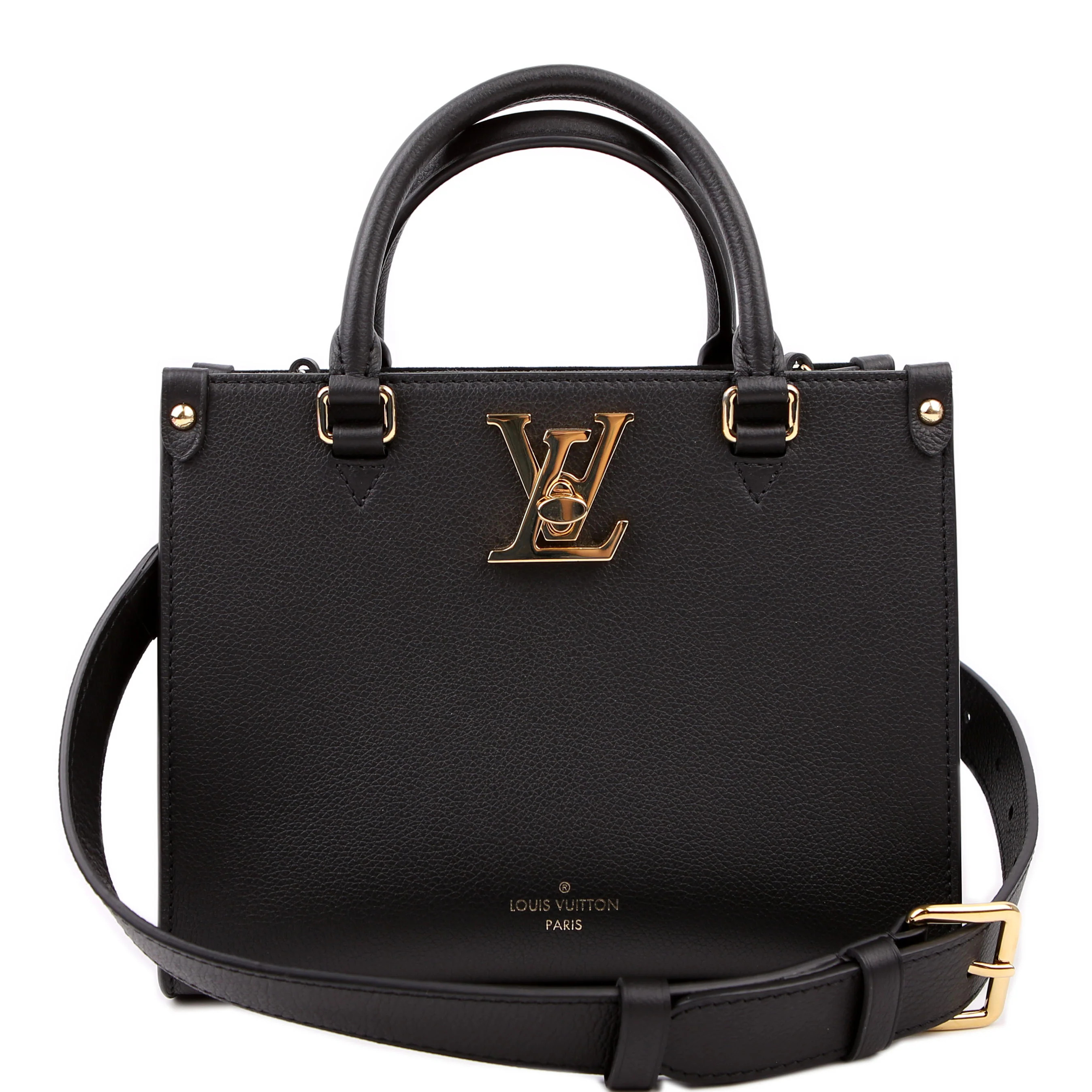 Lock & Go Tote Calfskin Black | Keeks Designer Handbags