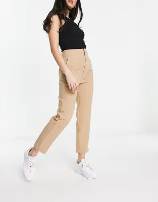 Stradivarius tailored cigarette trouser in dark beige | ASOS | ASOS (Global)