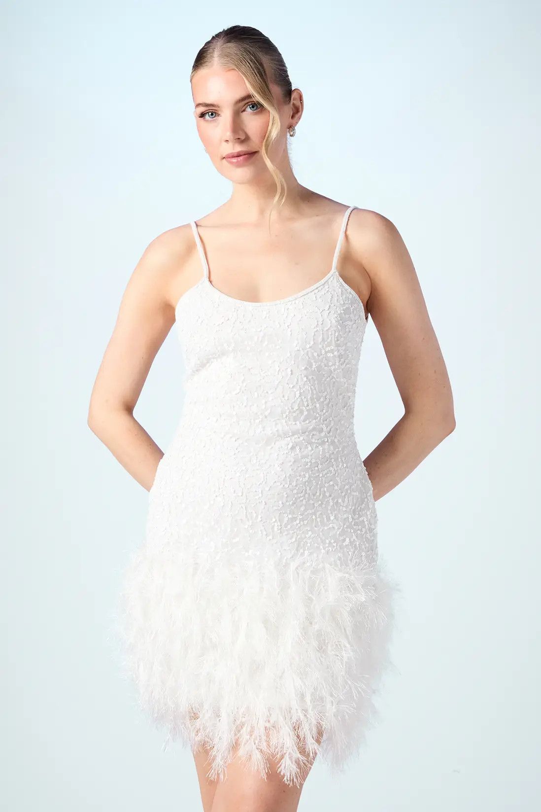 Ivory Coast Embellished Sequin Feather Style Bridal Mini Dress | Debenhams | Debenhams UK