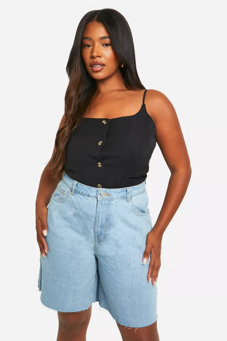 Plus Raw Hem Bermuda Denim Jord | boohoo (US & Canada)
