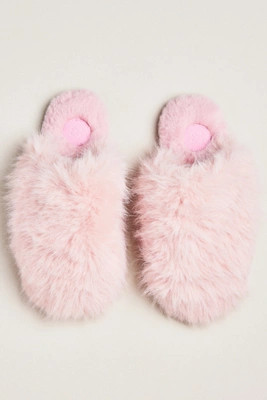 Maeve Fuzzy Faux Fur Slippers | Anthropologie (US)