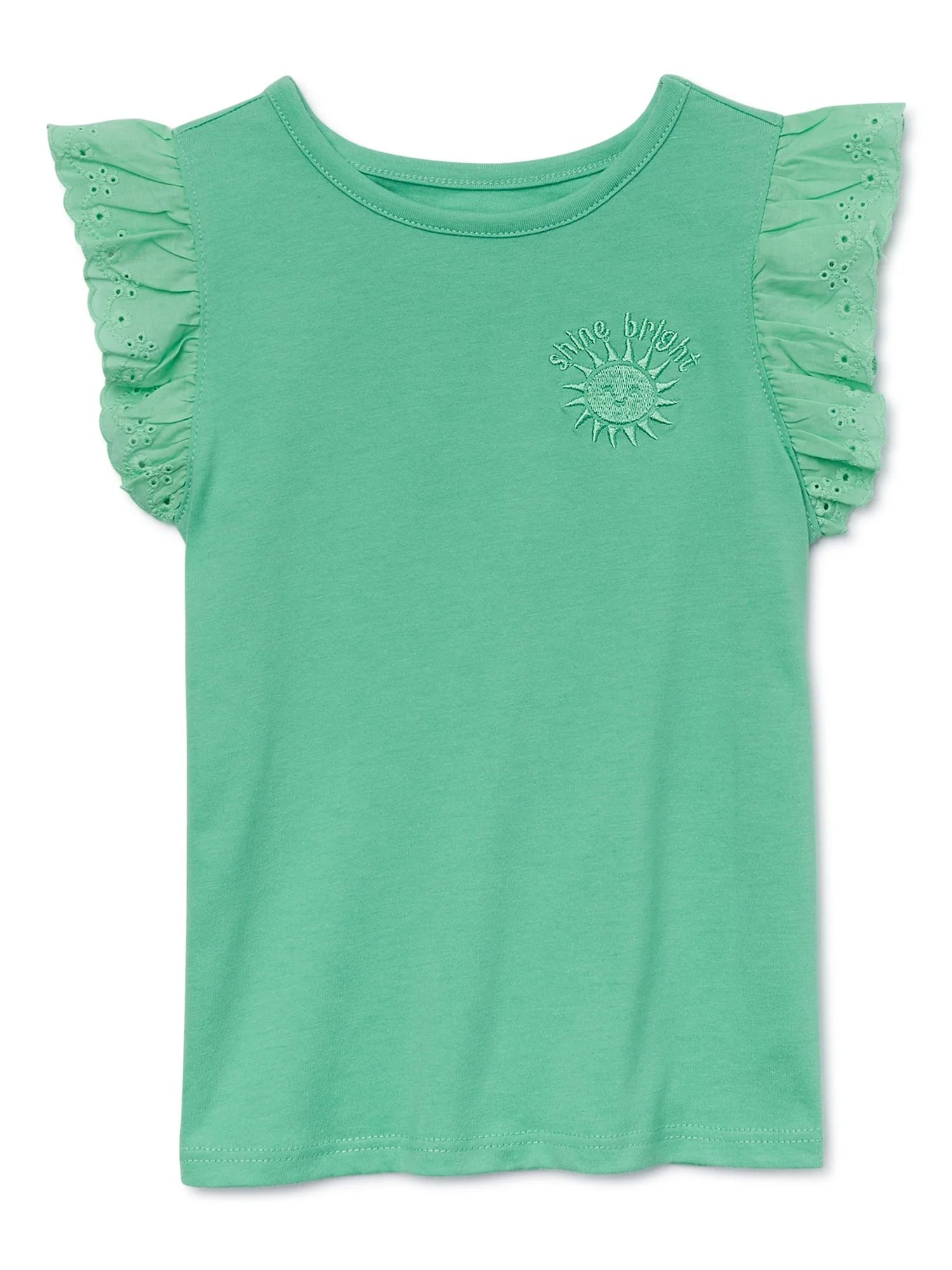 Garanimals Toddler Girl Short Sleeve Eyelet Flutter T-Shirt, Sizes 18M-5T | Walmart (US)