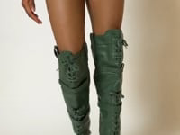 AZALEA WANG SHALE GREEN LACE UP BOOT | AKIRA