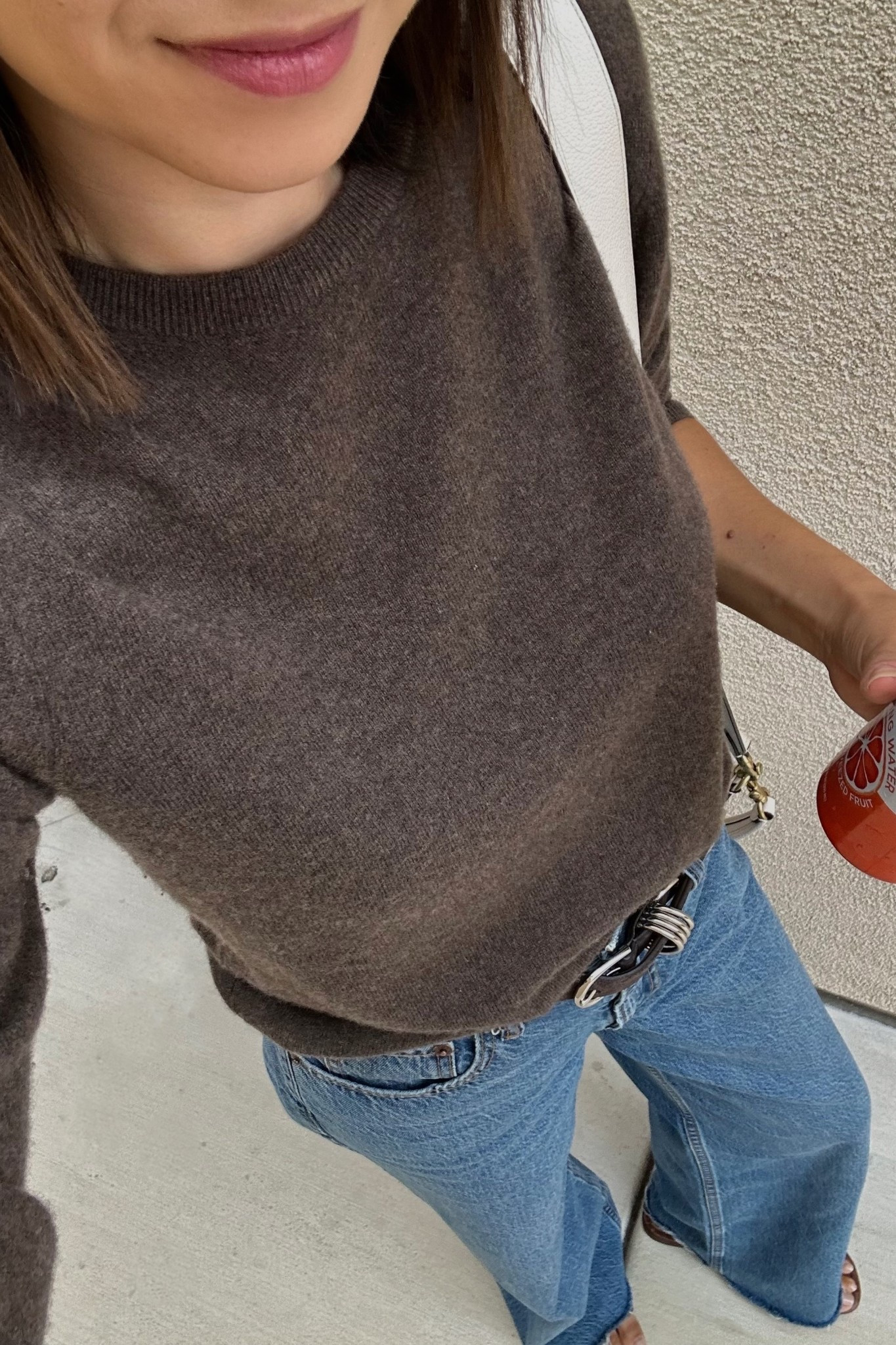 Fall outfit with chocolate brown + wide leg jean 

Abercrombie wide leg jean - love these! Great casual every day jean 

Quince cashmere sweater - small 

#LTKFallSale