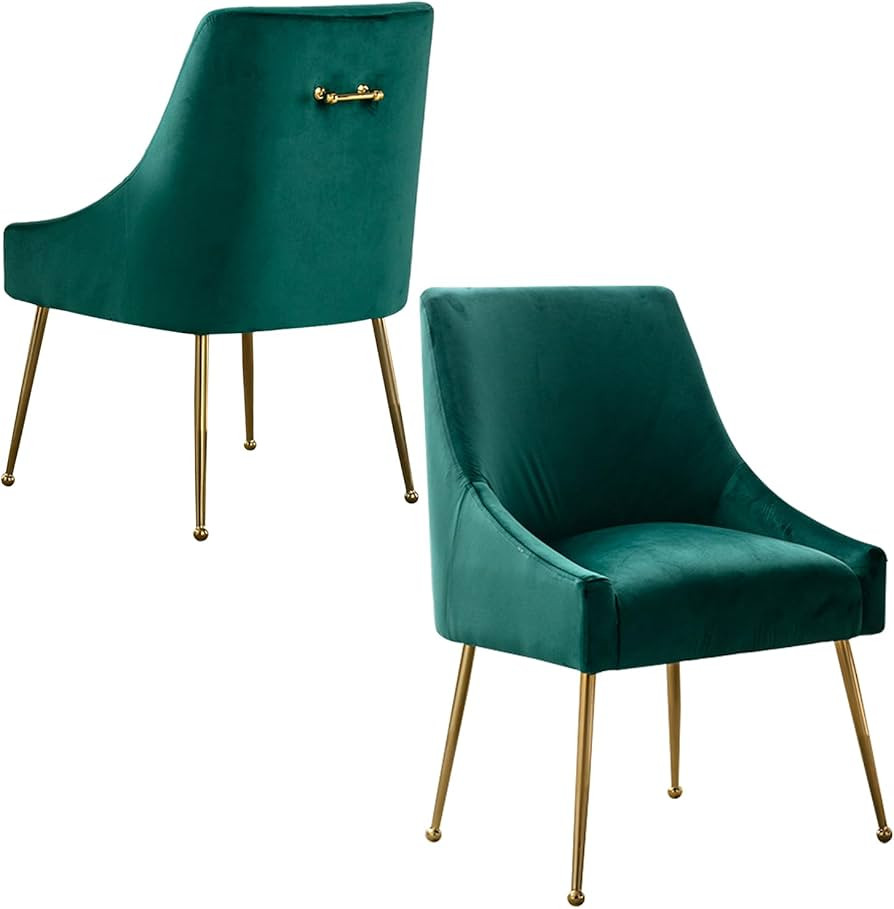 Velvet Dining Chairs Set of 2, Furniture Collection Modern Contemporary Upholstered with Polished... | Amazon (US)