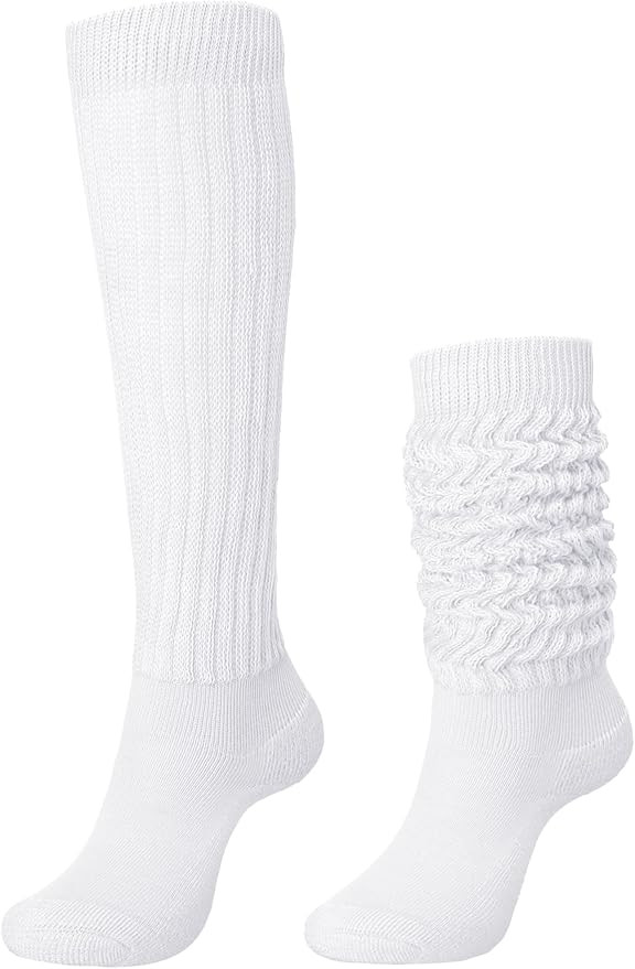 Slouch Slouchy Socks Pack Knee High Scrunch 80s 90s Stacked Boot Socks | Amazon (US)