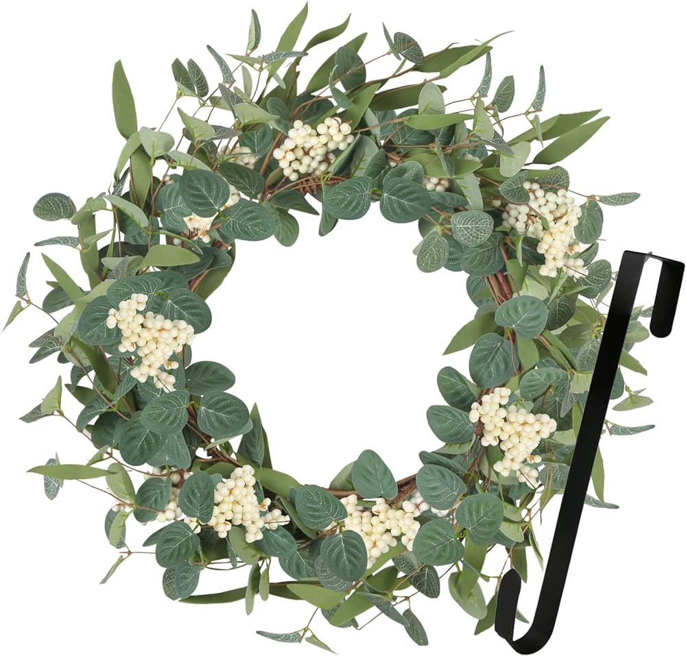 20" Gorgeoos Eucalyptus Wreaths for Front Door Artificial Spring Summer Wreath Eucalyptus Green L... | Amazon (US)