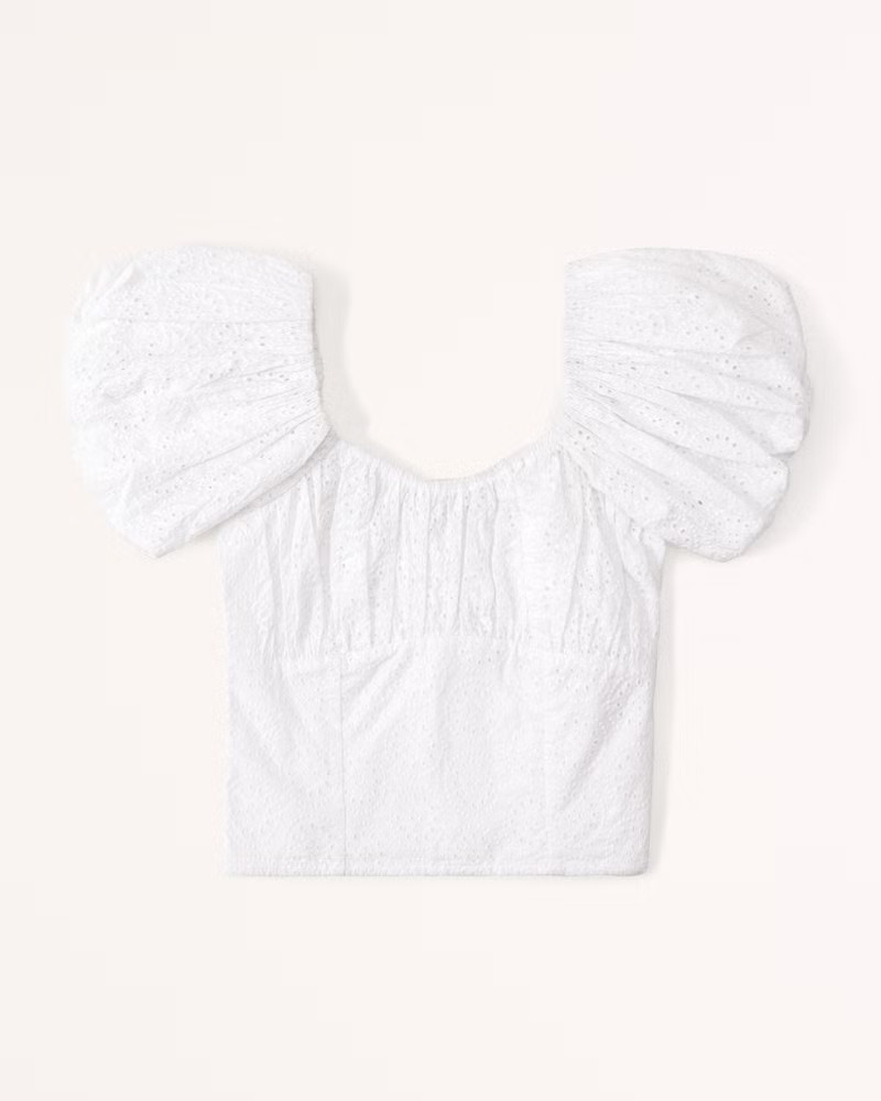 Eyelet Poplin Scoopneck Top | Abercrombie & Fitch (US)