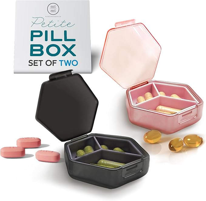 Petite Pill Box Set - Stylish, Compact Daily Pill Organizer, Medication Pill Case, Pill Container... | Amazon (US)