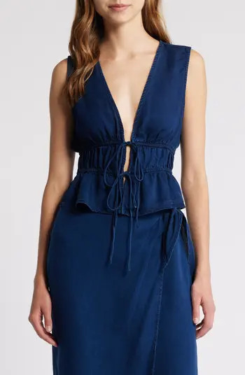 MANGO Milos Tie Front Sleeveless Top | Nordstrom | Nordstrom