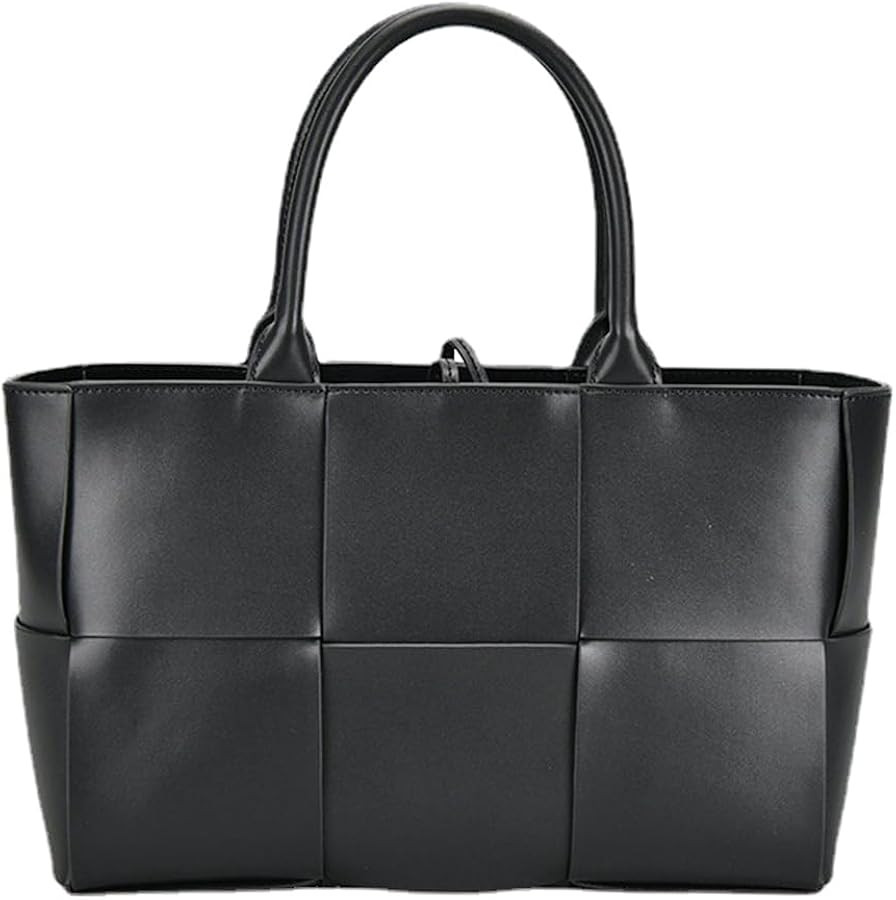 Women Leather Woven Shoulder Bag,Ladies Top Handle Satchel Tote Work Bag with Matching Clutch… | Amazon (US)