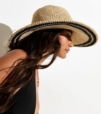 Stone Crochet Striped Wide Brim Straw Hat New Look | New Look (UK)