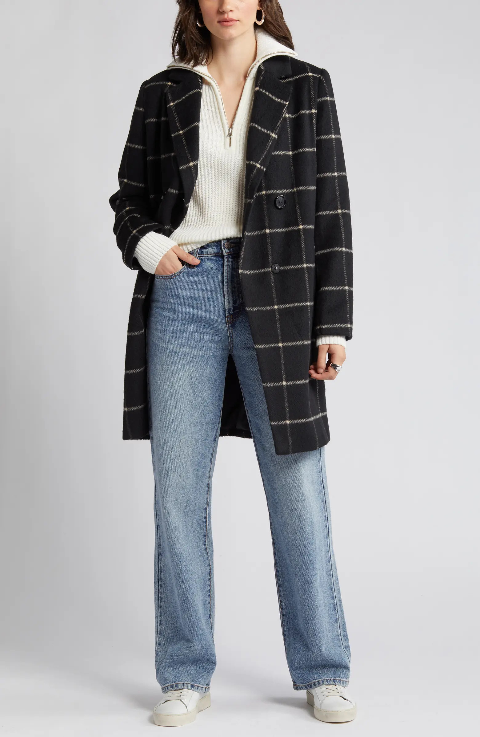 Sam Edelman Windowpane Plaid Coat | Nordstrom | Nordstrom