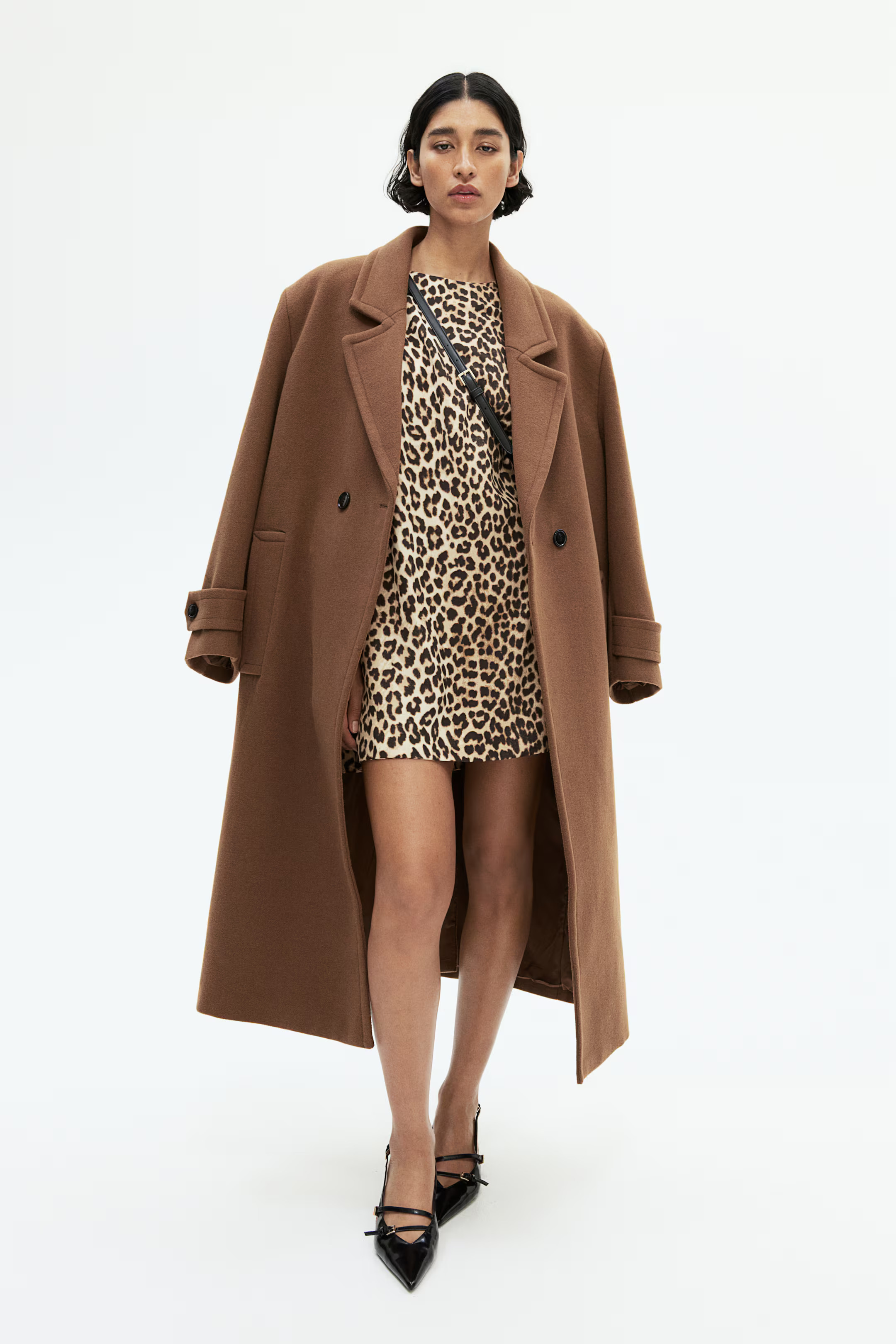 Shoulder-Pad Dress - Beige/leopard print - Ladies | H&M US | H&M (US + CA)