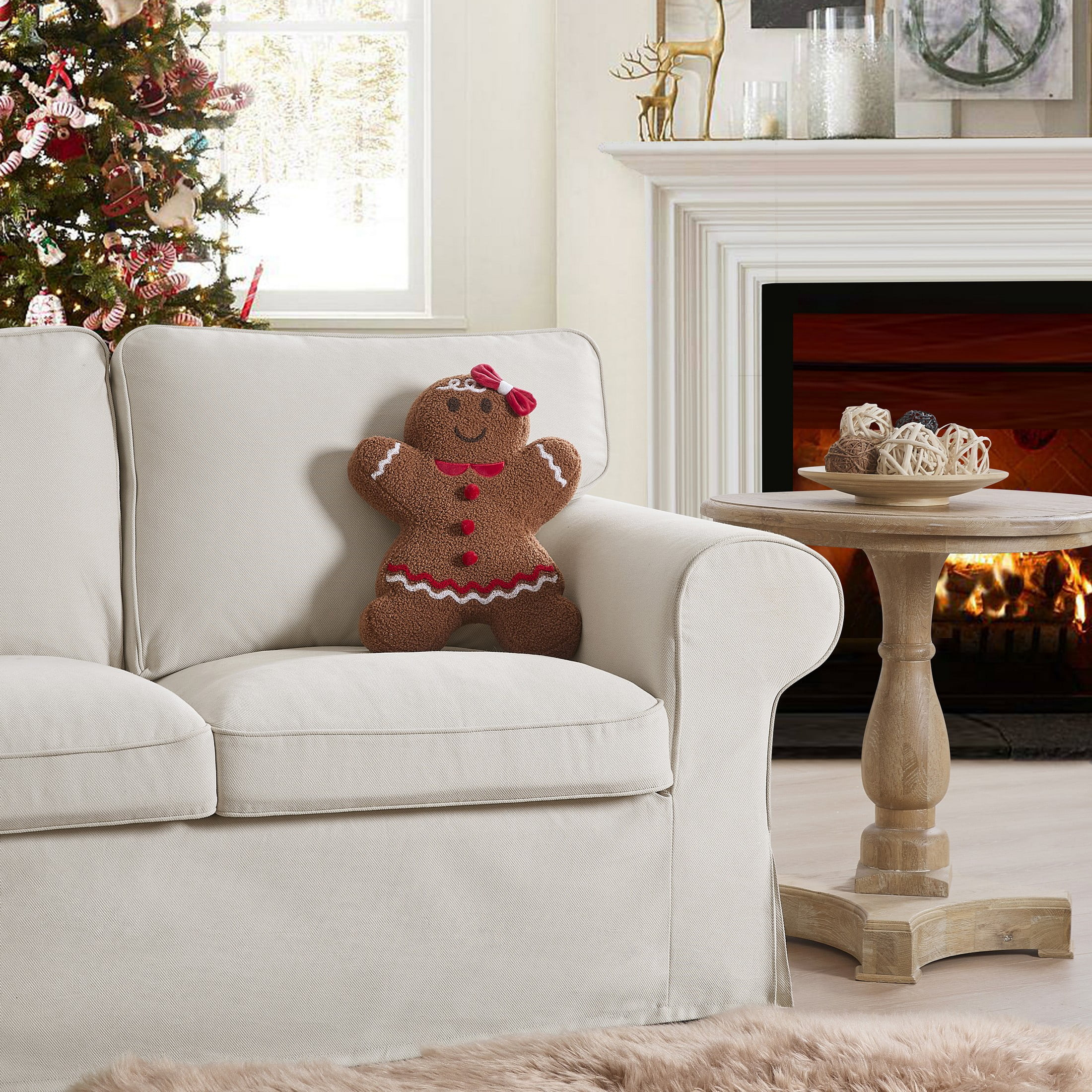 VCNY Home Gingerbread Girl 16" x 13" Multicolor Boucle Holiday Decorative Pillow | Walmart (US)