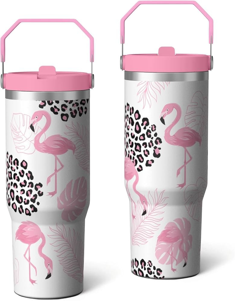 30oz Insulated Leopard Tumbler with Handle,Featuring a Leak-proof 2-in-1 Lid and Straw,a Vacuum-i... | Amazon (US)