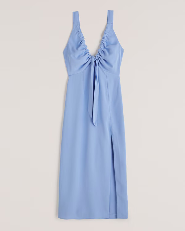 Cinched Neck Slip Midi Dress | Abercrombie & Fitch (US)