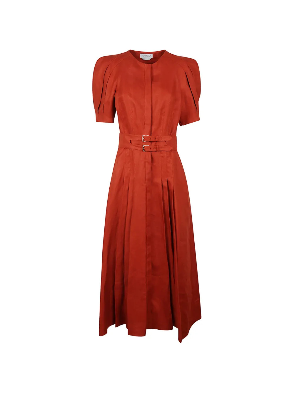 Gabriela Hearst belted pleated dress - Orange | Farfetch Global