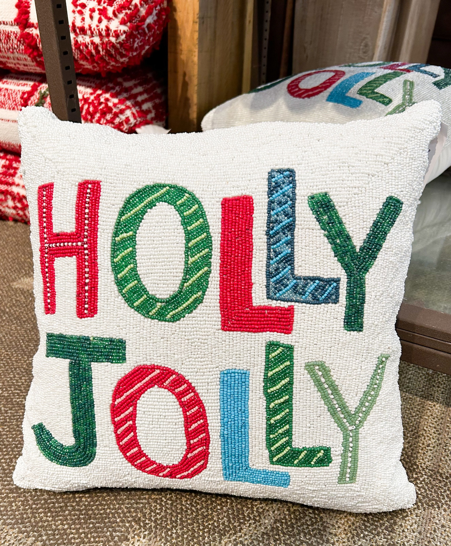 Holly jolly christmas store pillow