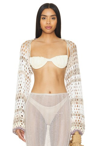 Free People Gia Crochet Shrug in Shell Combo from Revolve.com | Revolve Clothing (Global)