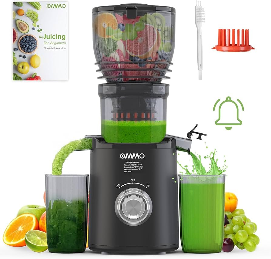 OMMO Juicer Machines, 300W Cold Press Juicer for Whole Vegetables & Fruits with 6'' Large Feed Ch... | Amazon (US)