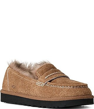 UGG Ellis Hairy Suede Loafers - 8 | Dillard's